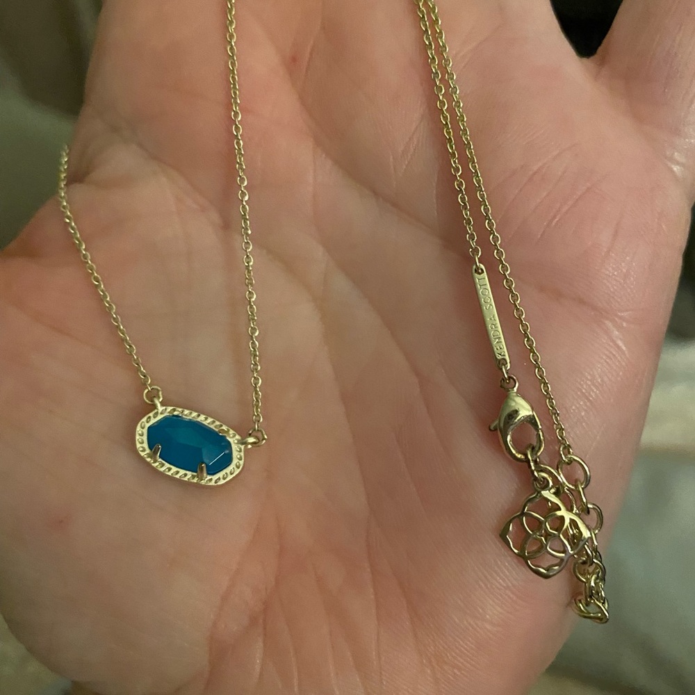 Petite Kendra Scott Teal Agate Necklace